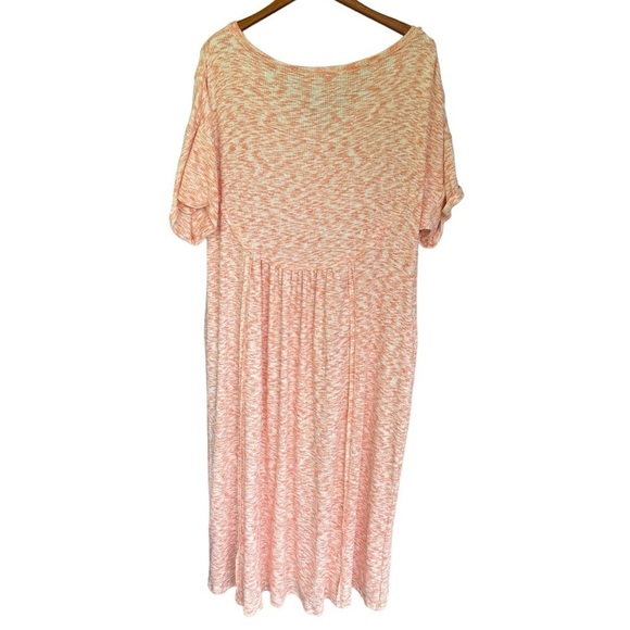 Culture Code Orange & White T-Shirt Dress Size 1X V Neck Short Sleeve Pockets - Picture 2 of 10